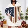 Women Plus Size Off White V Neck Long Sleeve Printed Fitted Straight Hem Dress