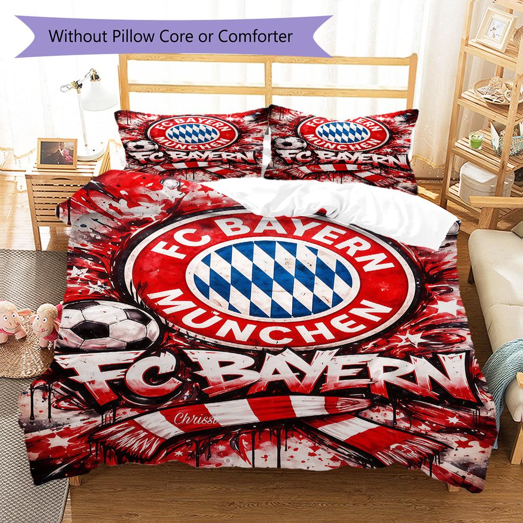 FCB logo Pattern Bedding Quilt Set Quilt Cover Pillowcase Home Decoration Birthday Gift (1 * duvet cover + 2 * pillowcase, without core)