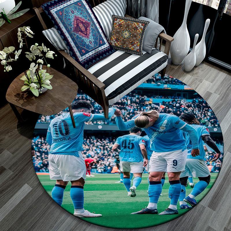 Erling Haaland pattern round rug,Carpet Rug for Living Room Bedroom Playroom ,Non-slip Floor Mat,Holiday Gifts and Birthday Gifts.