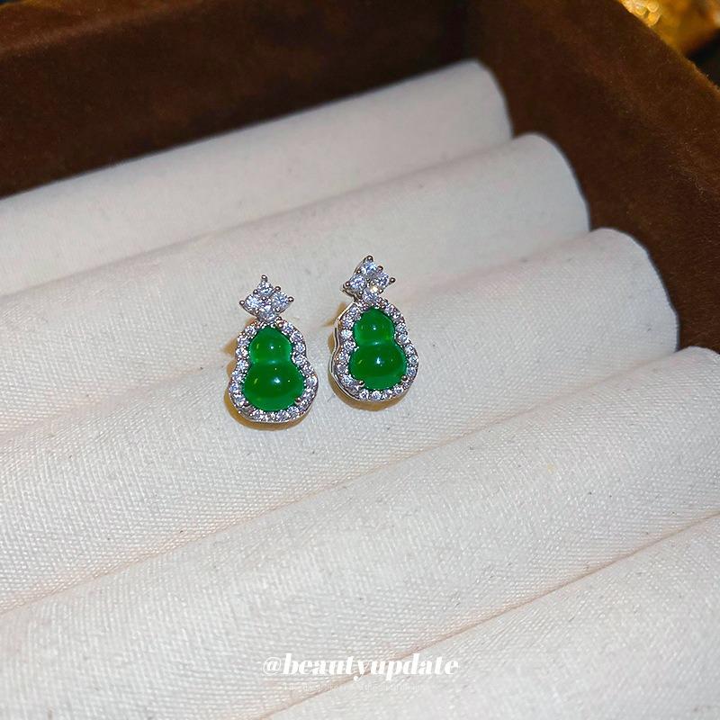 Серебряная игла новые китайские тыквы циркониевые серьги-гвоздики китайский стиль Guochao изумрудные серьги модные серьги с высоким чувством универсальные