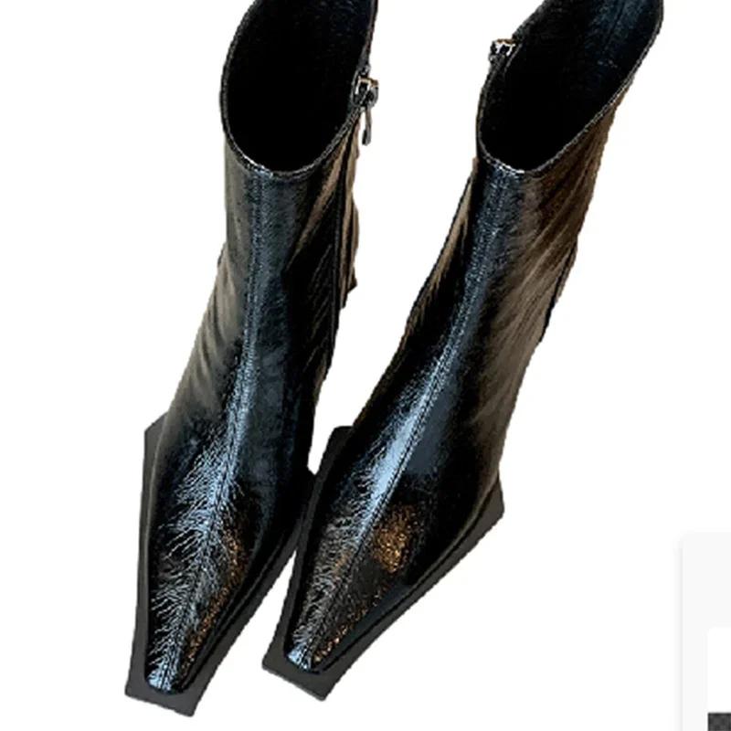 Ботинки Челси Туфли на высоком каблуке Женские готические дизайнерские туфли на толстой подошве Зимние туфли на молнии Новые модные туфли-лодочки Ботинки Mujer Zapatos Botas