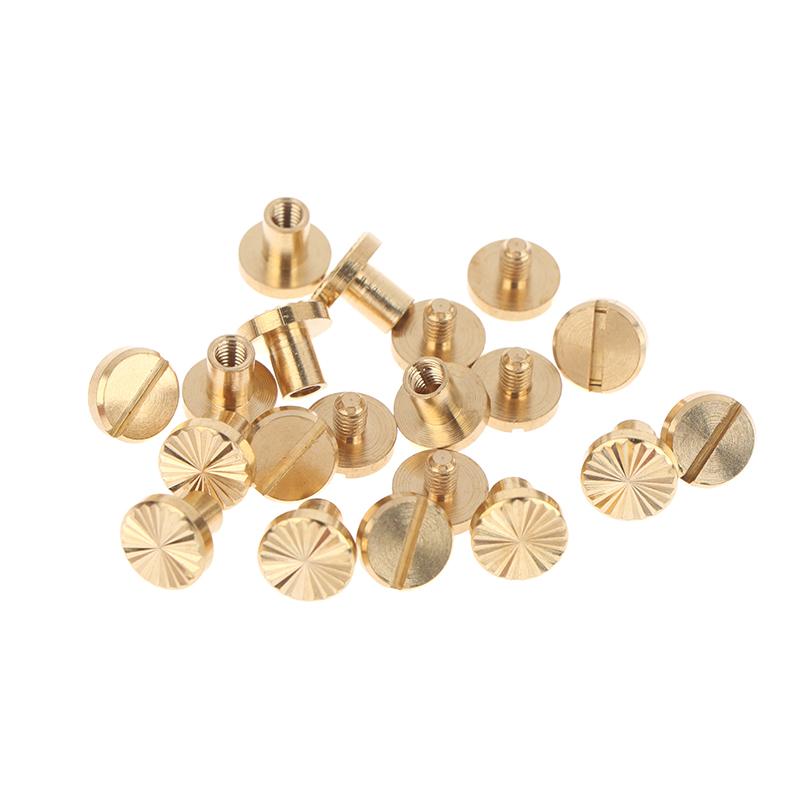 New! 10pcs Solid Brass Binding Chicago Screws Belt Screw Nail Stud Rivets For Photo Album Leather Craft Belt Wallet Fasteners