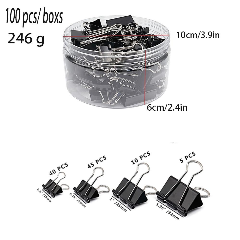 Multicolored Long-Tail & Black Metal Binder Clips Set