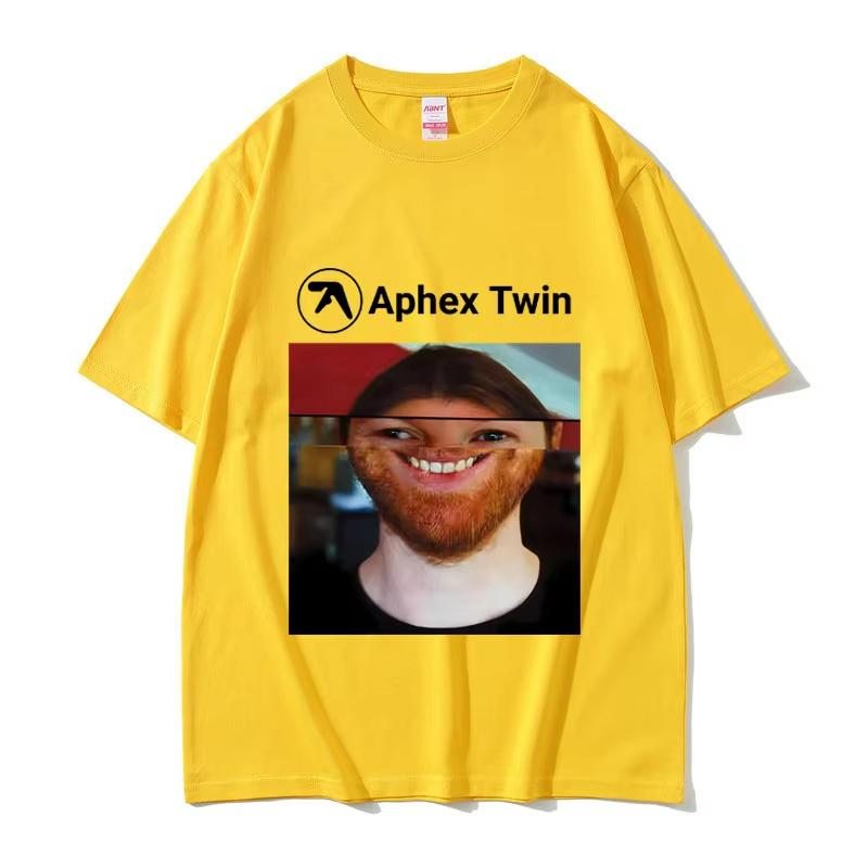 Певец Aphex Twin Лицо Смешной Мем Футболка Мужская Женская Мода Винтажная Оверсайз Уличная Одежда Унисекс Повседневная Мягкие Хлопковые Футболки Топы