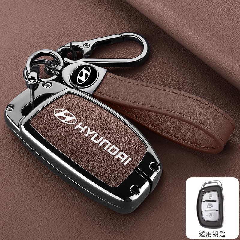 3 Buttons Zinc Alloy Leather Car Key Case For Hyundai Tucson Sonata Santa Fe Elantra Accent Solaris Verna ix25 ix35 i20 i30 i40 NN3