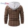 Cozy Up Men's Flannel Shirt Plaid Hoodie Long Sleeve Fall Casual Button Down Shirts