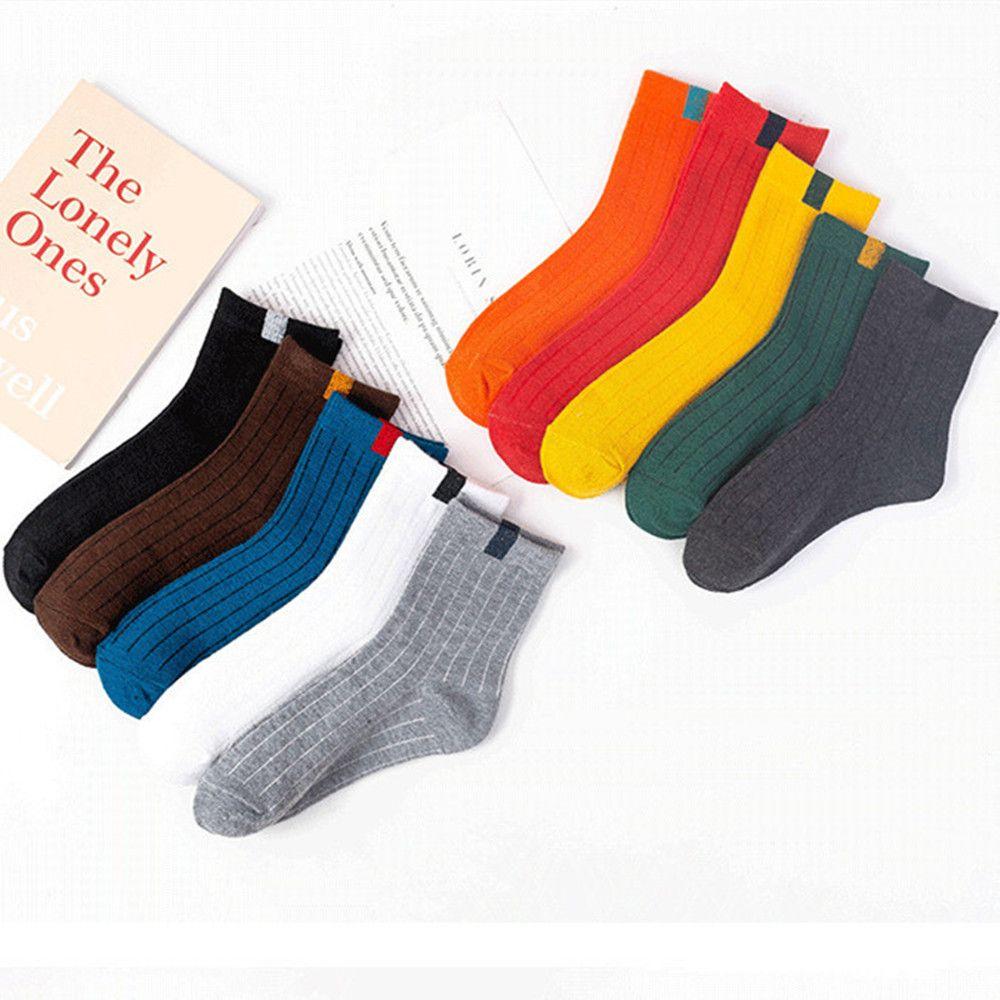 All-match Cloth Label Autumn and Winter Cotton Socks Couple Socks Sports Socks Solid Color