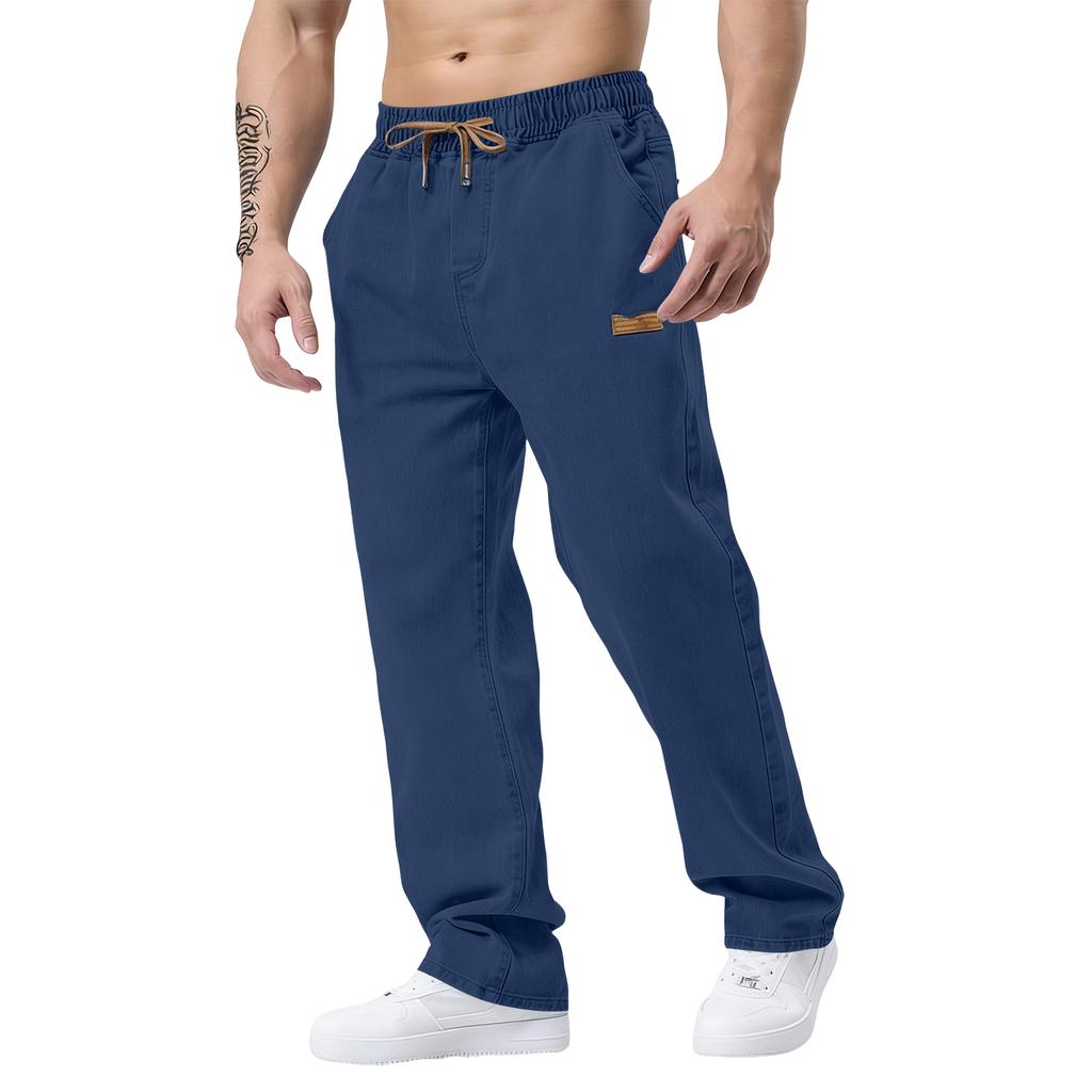 Классические мужские джинсы прямого кроя slim fit с эластичным поясом для пожилых мужчин