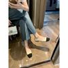 Women Flats Fashion Color Block Soft Leather Ballet Shoes Square Toe Low Heels Shallow Mouth Casual Shoes Work Shoes Plus 34-43