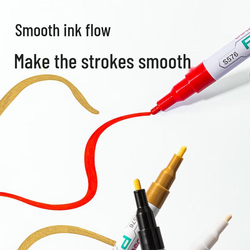 Маркер-краска для тонких работ Deli S576 - Серебристый, Белый, Черный, Красный Ремонтный маркер