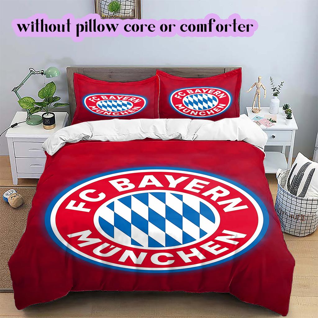 FC Bayern Munich Pattern Bedding Quilt Set Quilt Cover Pillowcase Home Decoration Birthday Gift (1 * duvet cover + 2 * pillowcase, without core)