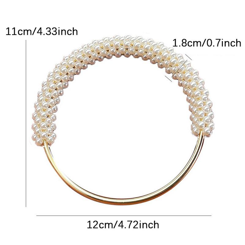 1Pc Exquisite Pearl Round Bag Handle Metal Ring Braided Colorful Beads For Women Handbag Purse Frame Diy Handmade Bag Accessories