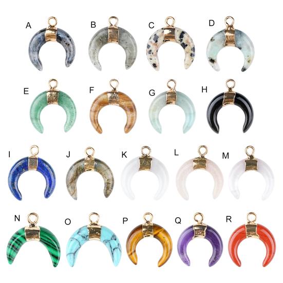 DIY Pendant Gold-Plated Edging Crescent Horn Design Natural Imitation Crystals Jade Necklace Bracelet Earrings Charm DIY Jewelry Making