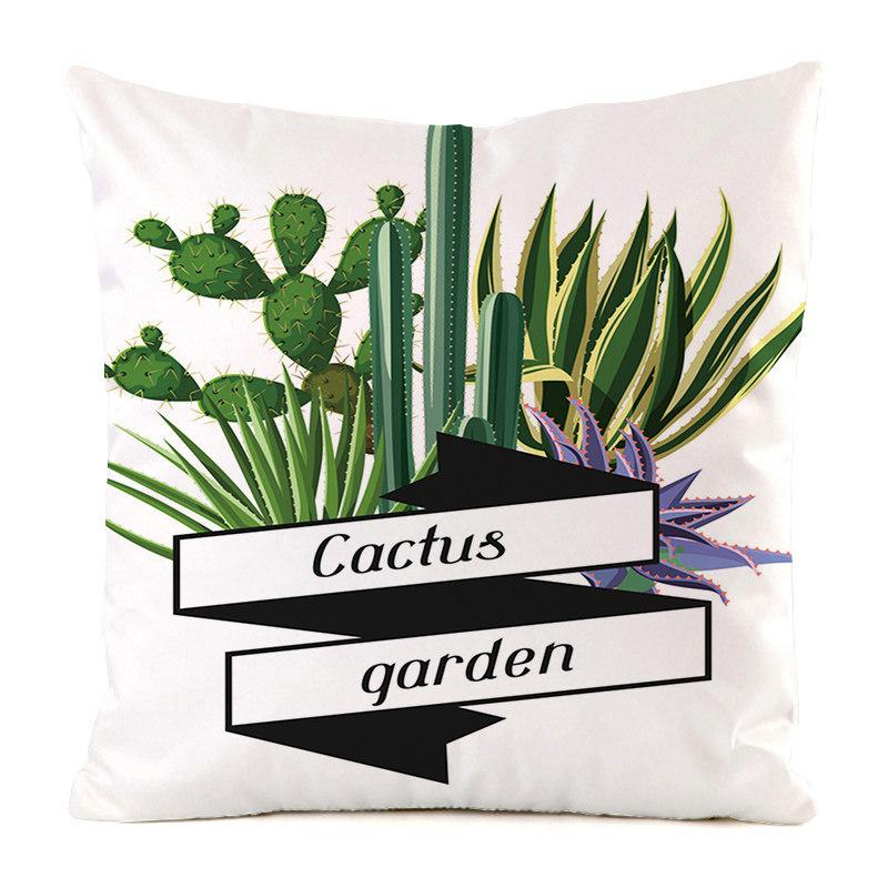 Cartoon Minimalist Cactus Style Digital Printing Short Plush Pillow Covers For Car Sofa Office Cushion Cover Home Goods