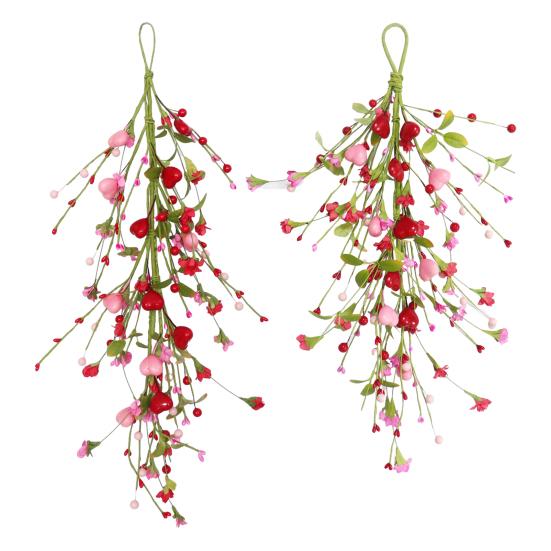 Сваг Сердце-Капля ко Дню Святого Валентина для Входной Двери Искусственные Красные Розовые Ягоды в Форме Сердца Сваг Венок для Свадьбы Рождественской Вечеринки Сада Патио