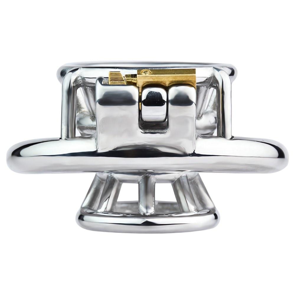 FRRK Negative Chastity Basket Metal Cage Stainless Steel Cuckold Lockdown Penis Chastity Device Sleeve Circle Ring Lock Cock Toy