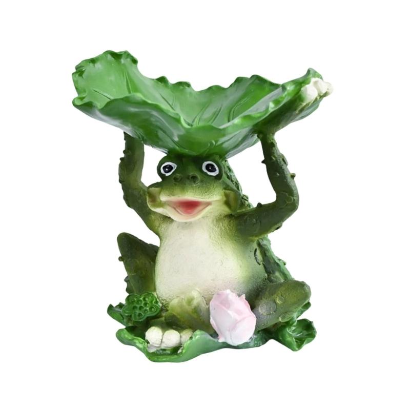 Frogs Statue Bird Feeder Resin Figurine for Garden and Terraces Outdoor Backyard Decorative Statue Bird Feeding Station
