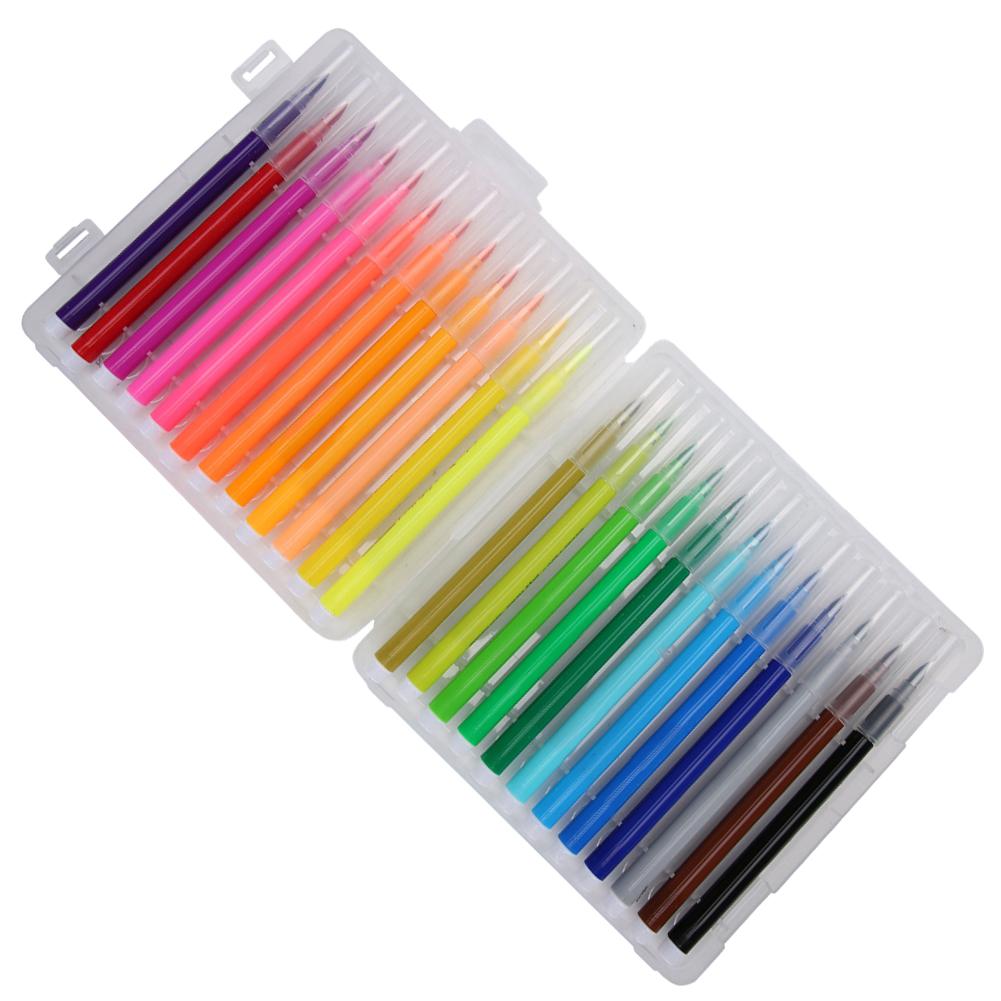 Watercolor Pen Set Washable Soft Fiber Tip Coloring Pen School Supplies for Elementary Painting Graffiti24 Colors