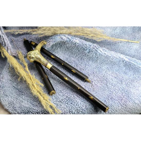 Brass Lion Head Handle Wooden Walking Stick/cane, Lion Head Handmade Walking Stick/Cane Gift for Grandfather, Unique Waking Stick For Adult