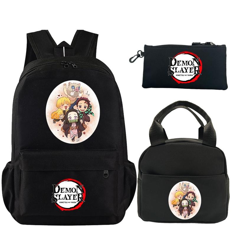 3 шт./компл. рюкзак «Убийца Демонов» с принтом, сумка для обеда, пенал для подростков, детский школьный рюкзак для девочек и мальчиков