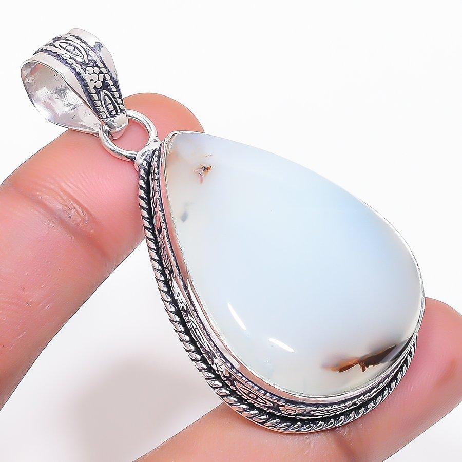 Natural Russian Dendritic 925 Sterling Silver Jewelry Pendant 2.09" AP-11303