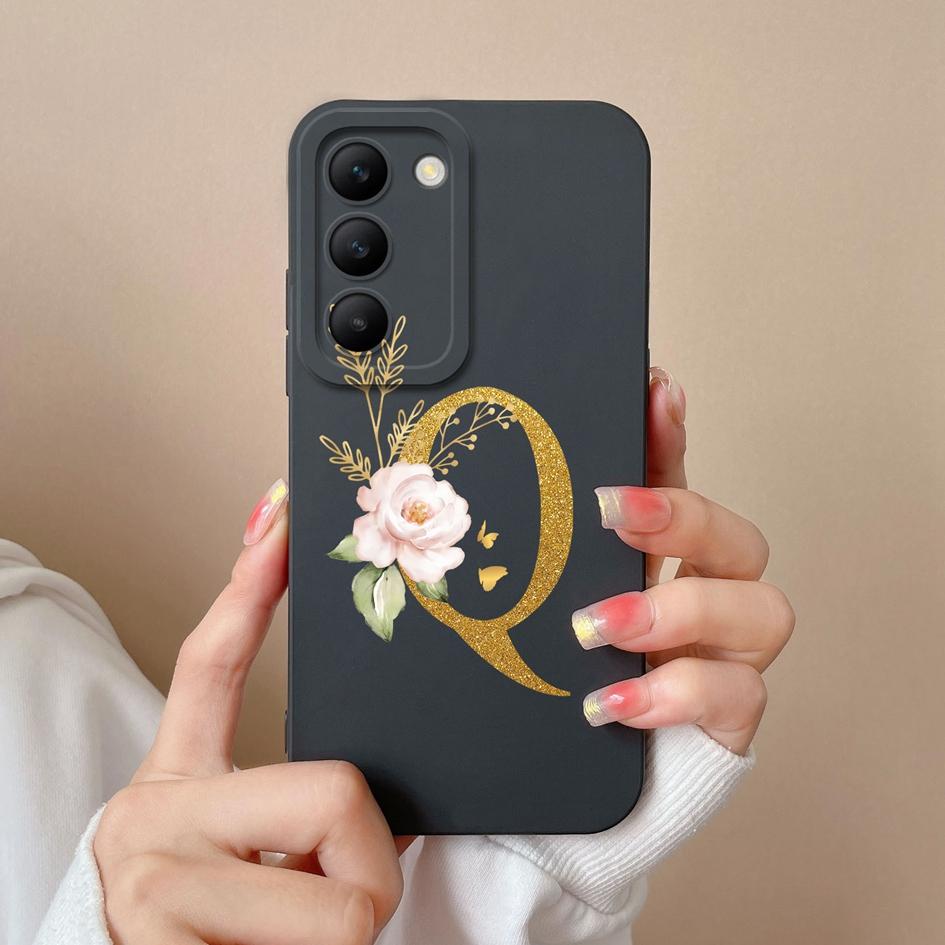 Чехол для телефона Vivo V30 SE V40 Pro Lite Y100 (ИДН) V30e T3 Y200e Y100 4G Корпус Модный Цветочный Буквы Мягкий Силиконовый Чехол Ударопрочный Бампер Для Vivo
