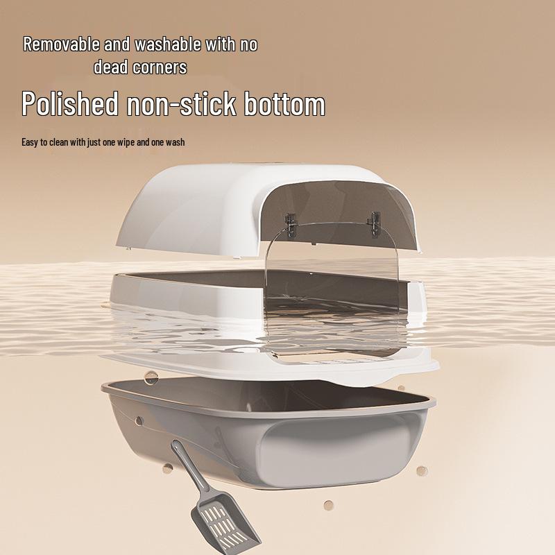 Extra Large Enclosed Cat Litter Box with Handle - Anti-Splash, Odor-Proof Design.