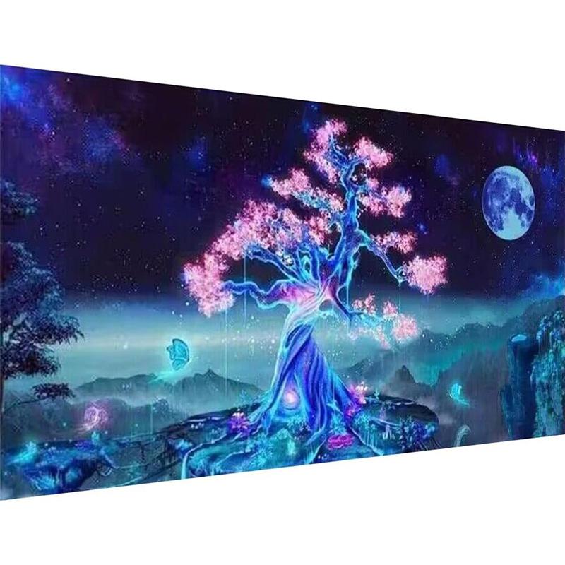 5D Diamond Art Painting Moon, Tree Diamond Painting Kit,DIY Full Diamond Crystal Art and Crafts, Gem Art Painting with Diamond Home Wall Decoration