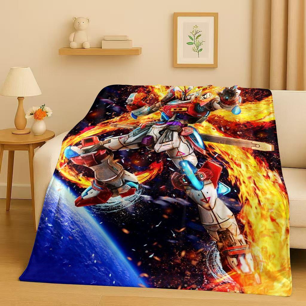 Sanrio Gundam Cartoon Robot Christmas Gift Flannel Blanket,Ultra Soft Warm Plush Throw for Home Bedroom Bed Sofa Cover Office