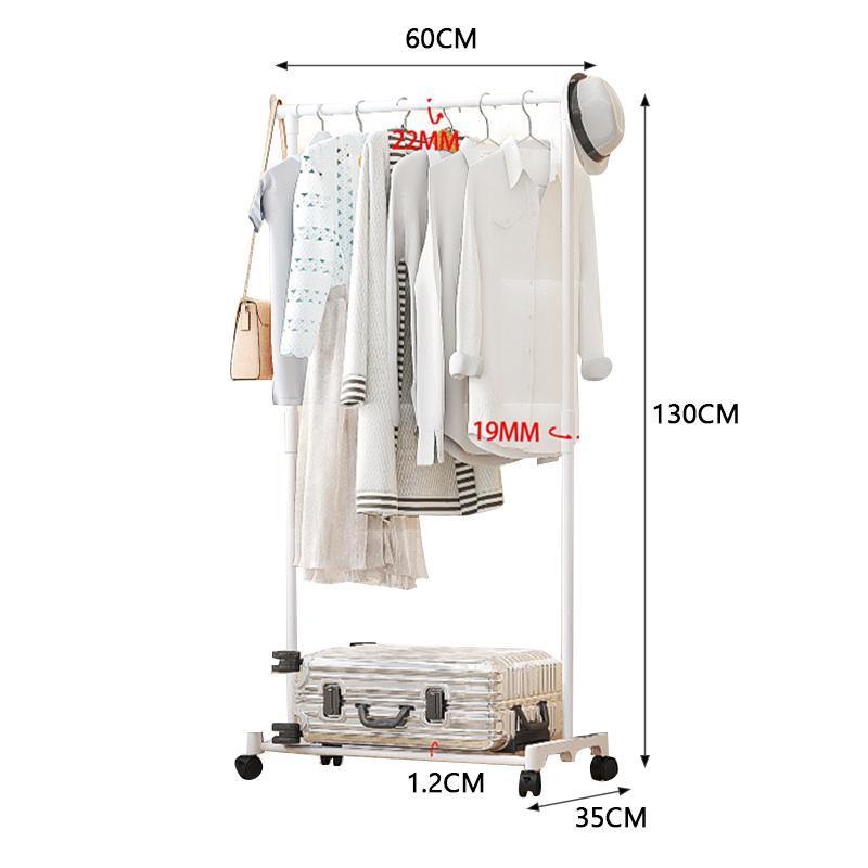 Movable Coat Rack Bedroom Clothes Hanger Pulley Shelf Clothes Storage Racks Simple Assembly Wardrobe Hat Clothes Organizer