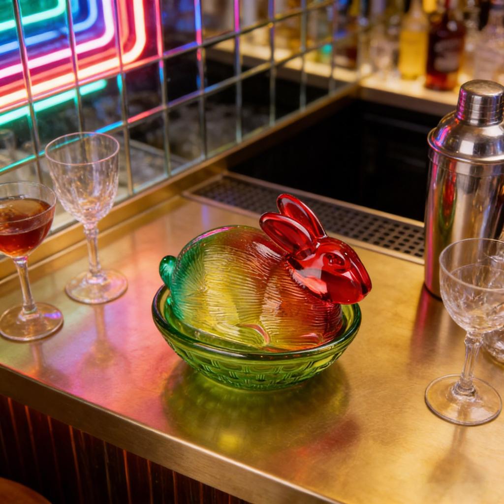 Стеклянная конфетница «Кролики» с крышкой, Конфетница с крышкой, Забавные банки для конфет, Разноцветная настольная десертная тарелка, Миска для закусок, Лоток для яиц