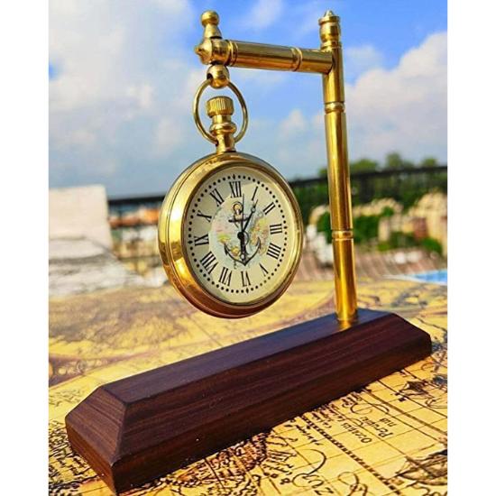 Настольные часы из латуни с деревянной подставкой | Настольные часы, настольные часы, антикварные часы, винтажные часы, часы Victoria для офиса и кухни, декоративные