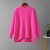 Autumn Winter Vintage Loose Large Sleeve Top Solid Color Pullover Knitwear Half High Collar Sweater