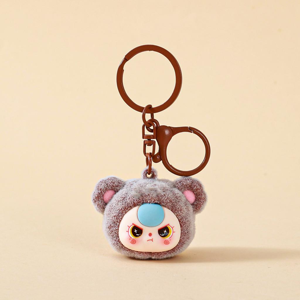 Cute Baby Three Cartoon Pile Coating Panda Head Pendant Keychain For Kids And Friends