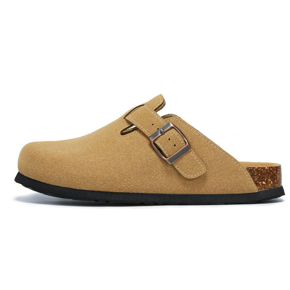 Модная мужская обувь Baotou Пробковые мужские тапочки Кожаные мужские женские полутапочки на зиму Большой размер 35-45