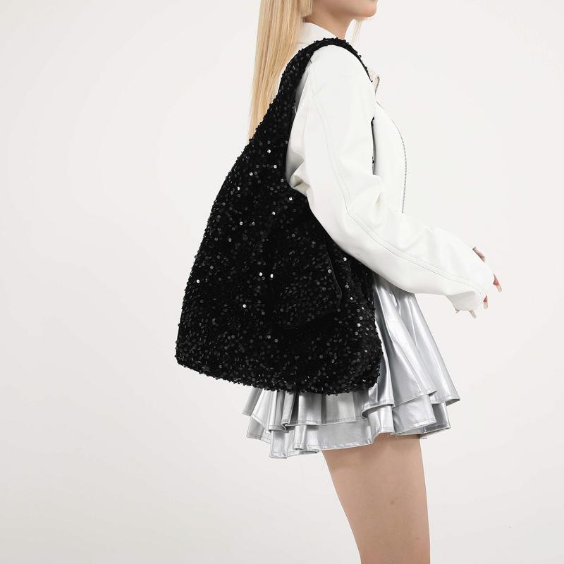 Сумка-тоут для женщин, сумка на плечо с пайетками, модная вместительная сумка-хобо, сумка под мышкой для работы, путешествий, шопинга KTY