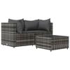 VidaXL Salon de jardin 3 pcs avec coussins Gris Résine tressée, ensemble de salon d'extérieur, ensemble de mobilier 319763