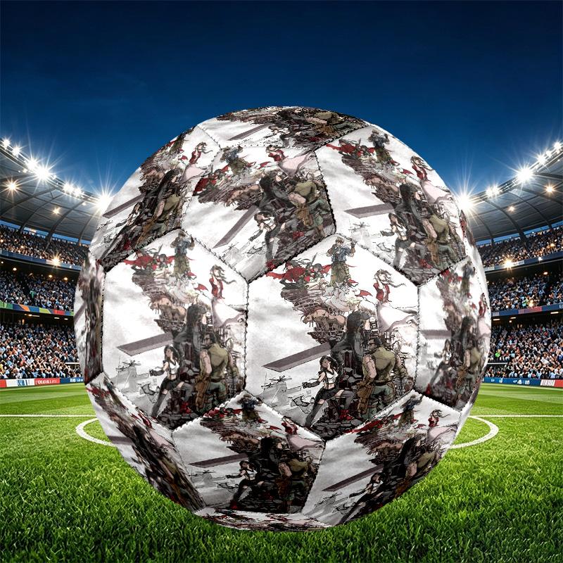 Final Fantasy Print Size 5 Soccer Ball, PU Wear Resistant Football for Match Training and Daily Practice, Birthday Gift for Soccer Fans
