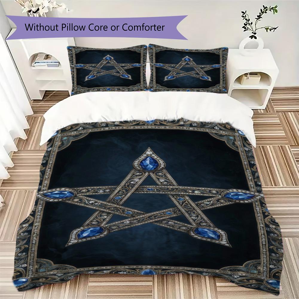 Pentagram Pattern Bedding uilt Set uilt Cover Pillowcase Home Decoration Birthday Gift (1 * duvet cover + 2 * pillowcase without core)164