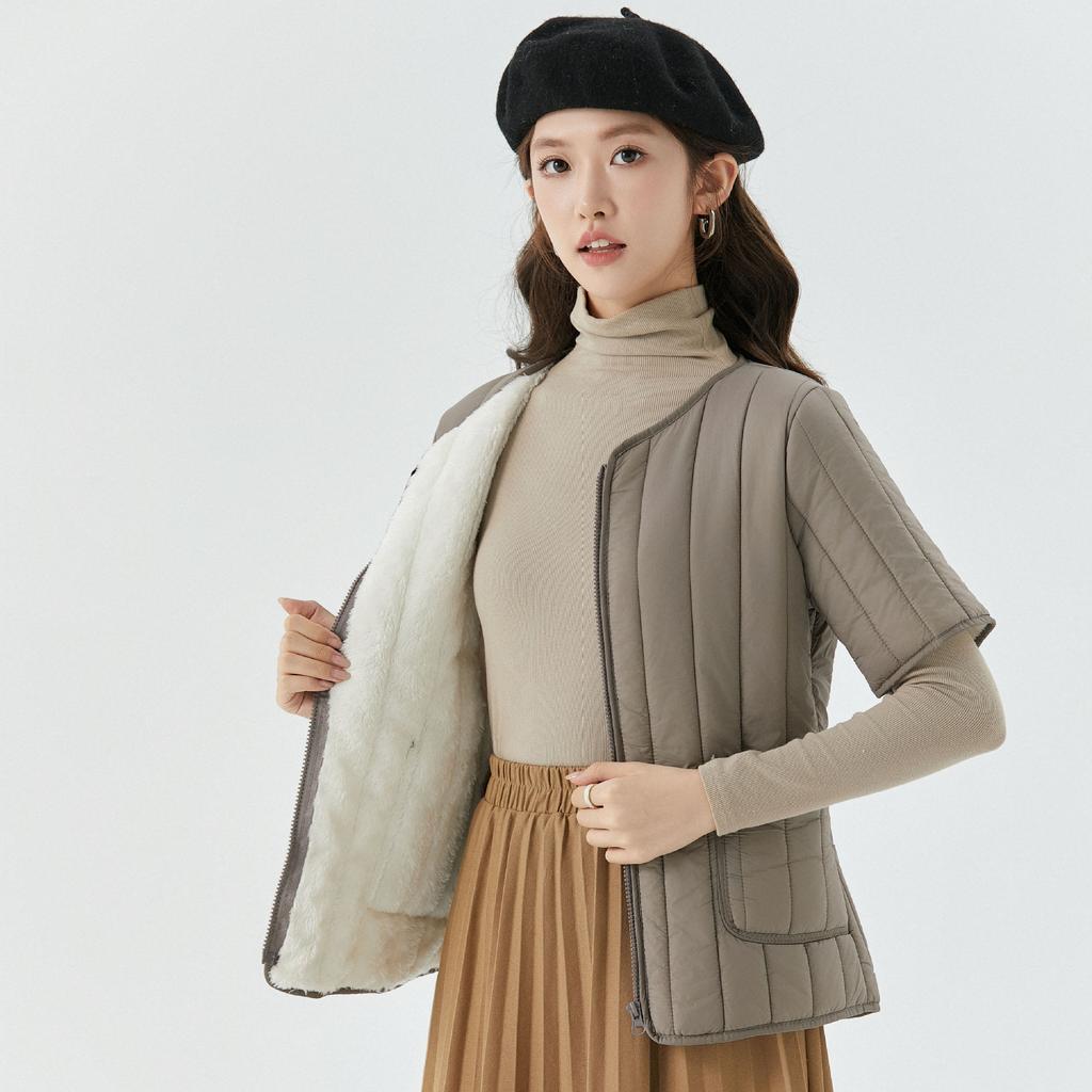 Модная, теплая и удобная, на молнии, легкая, теплая, хлопковая подкладка, женская домашняя одежда из хлопка, хлопковая одежда, утепленный топ с короткими рукавами 2466