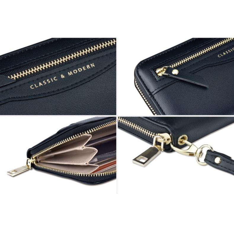 Leather Zip Wallet Accordion Wallet