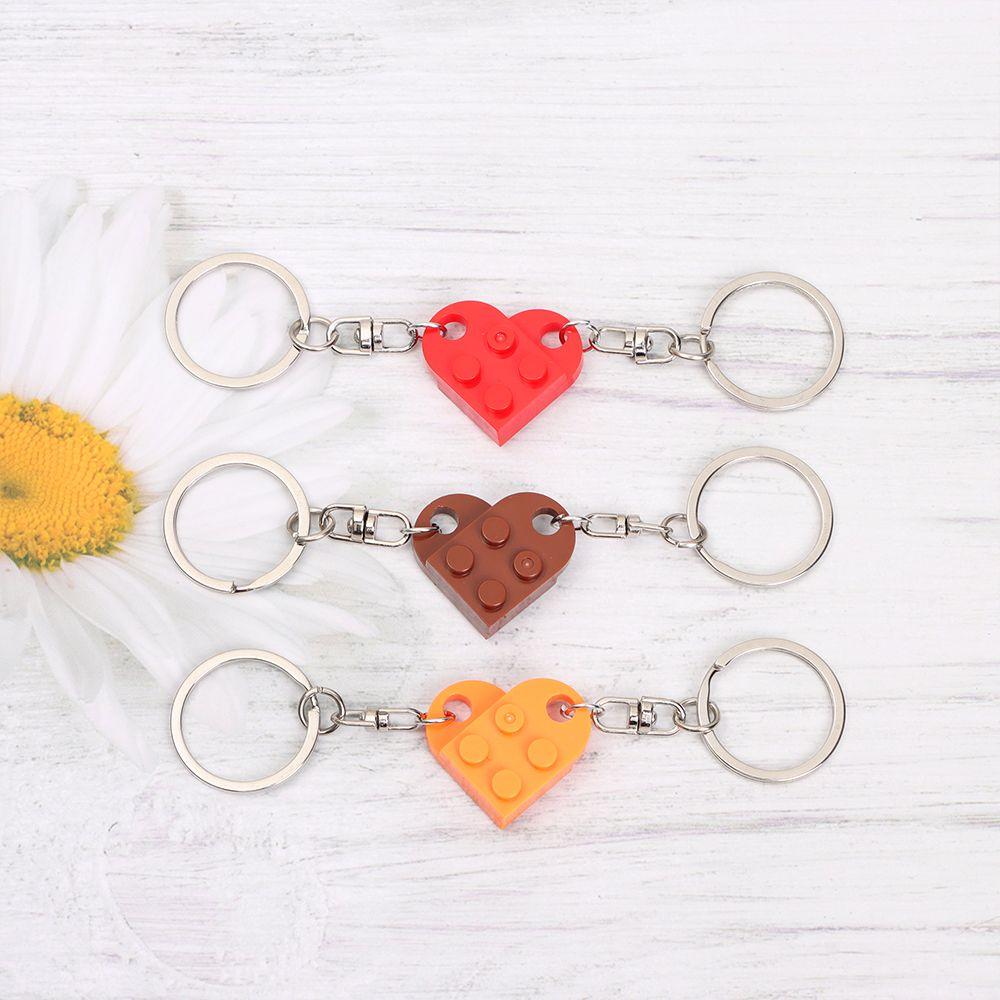 Gifts Couples Friendship Separable Heart Pendant Key Ring Building Block Keychains Key Buckle
