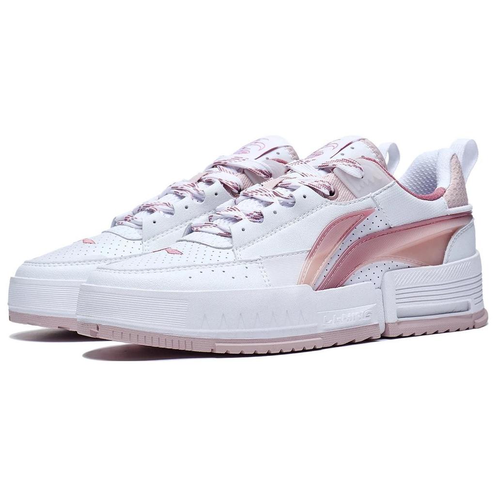 Li Ning Li Cheng Non-Slip Wear-Resistant Low-Top Sports Casual Shoes Women Sneakers White Pink AGCT136-3