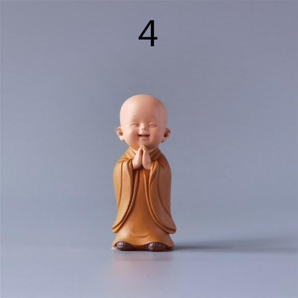 Маленькая милая статуя Будды монаха в китайском стиле, фигурка ручной работы из смолы, украшение для дома, декорZA