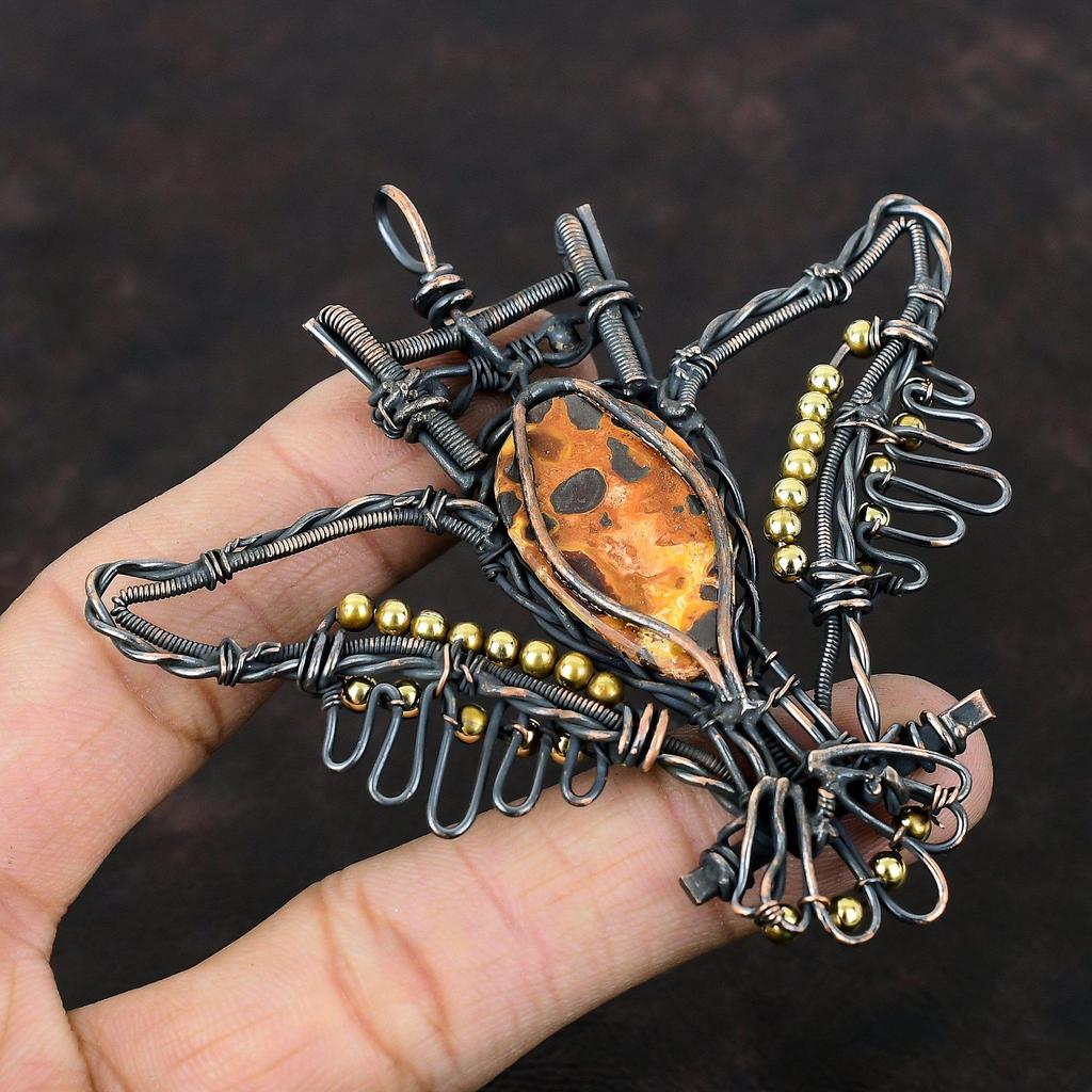 Подвеска из боксита, подвеска из медной проволоки, ювелирное изделие в виде совы, подвеска из драгоценных камней ручной работы, дизайнерские украшения из меди, подарок на годовщину, стильные подвески