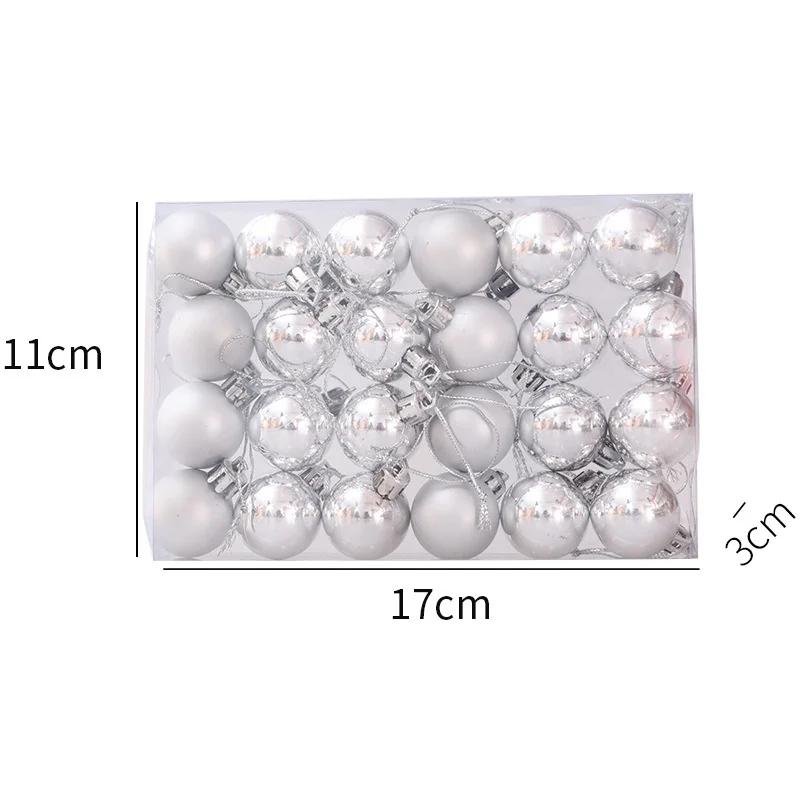 24 шт./коробка Рождественские шары Украшения для рождественской елки Рождественские сферы Круглый пенопластовый шар Рождественские Новогодние украшения 2025