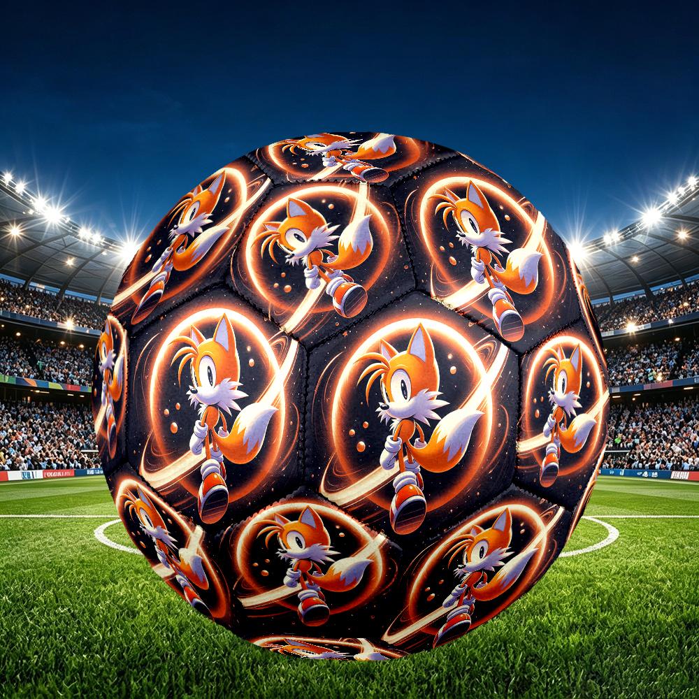 1pc Sonic the Hedgehog Pattern Football, Standard Size 5 Soccer Ball Stylish Sport Football for Competition Play and Training