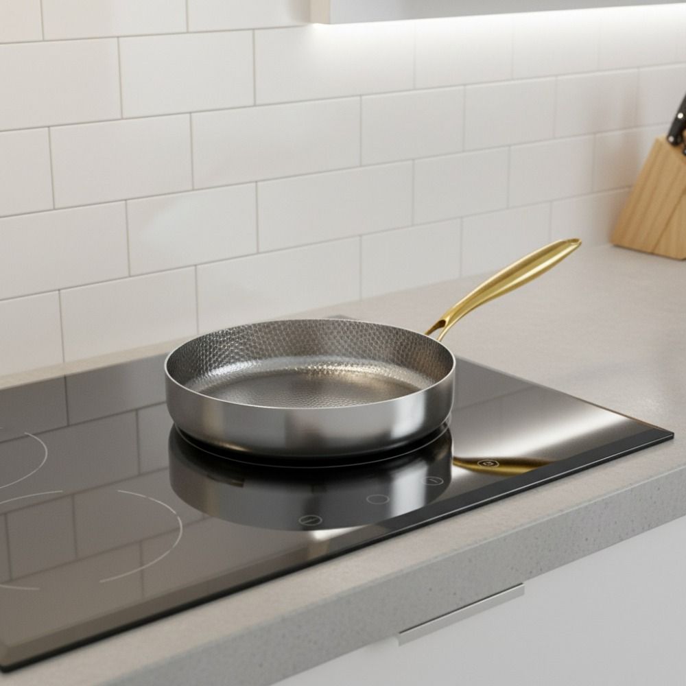 Titanium Zinc Zinc Alloy Hammered Texture Frying Pan Fast Heating Steak Skillet Non-stick Pot Fried Eggs