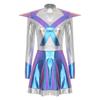 Womens Alien Astronaut Cosplay Dress Long Sleeve Flap Contrast Color Metallic Shiny A-line Space Warrior Dress