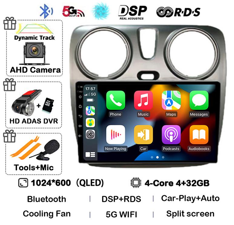 Android 14 Auto Carplay Car Radio для Renault Lodgy Dacia Dokker 2012 - 2020 Мультимедийный видеоплеер Навигация GPS 360 камера